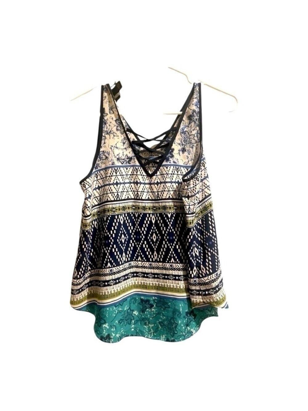 Iz Byer Tank Top Women's Medium Blue and Green